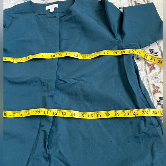 COS Cotton Linen A-Line Shirt Dress Mini Teal Blue Size 8 Minimalist Classic - Picture 11 of 15